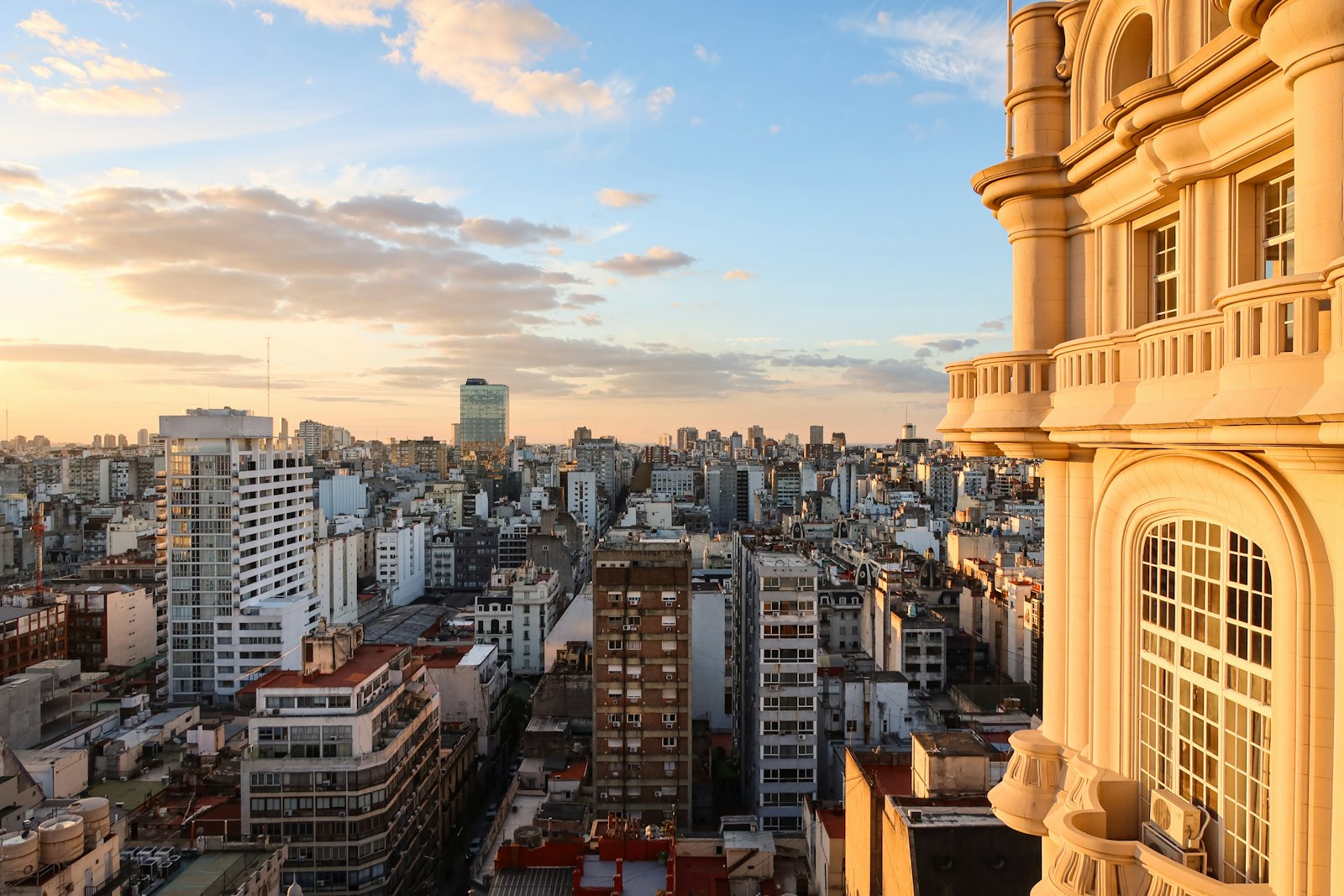 View from a tall building in Argentina towards the urban development